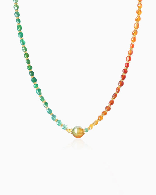 Green Red Agate Irregular Beaded Necklace
