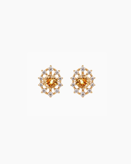 yellow citrine Birthstone Gold & Silver Earrings
