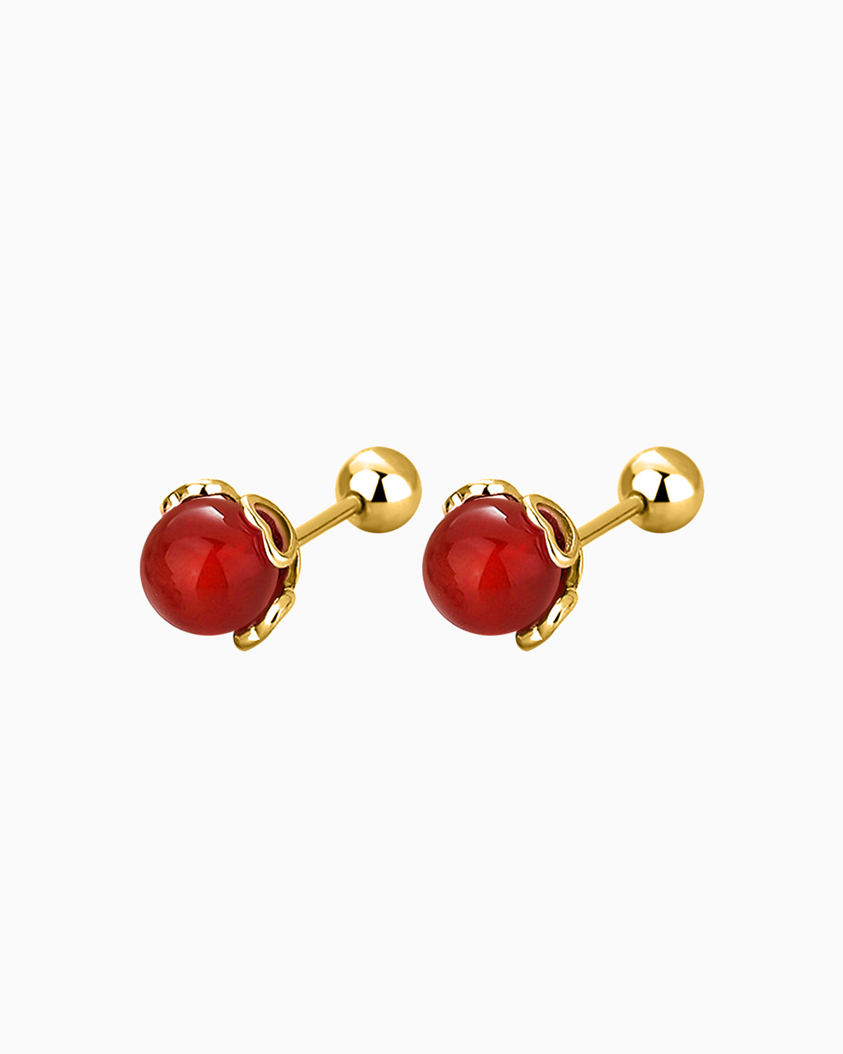red agate Green Birthstone Charm Stud Earrings