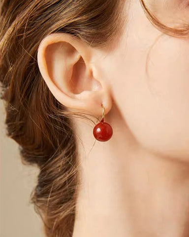 Red Agate Elegance Drop Earrings