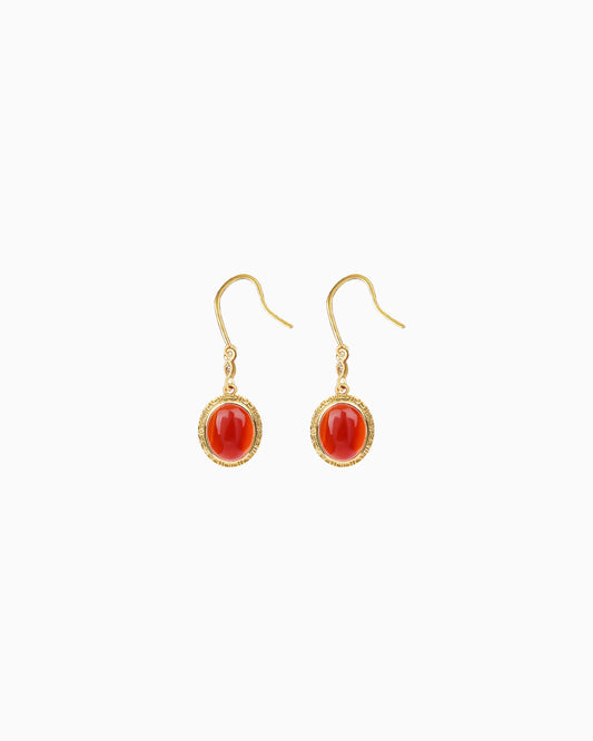 Red Agate 14K Gold Plated Earrings – Courage & Protection