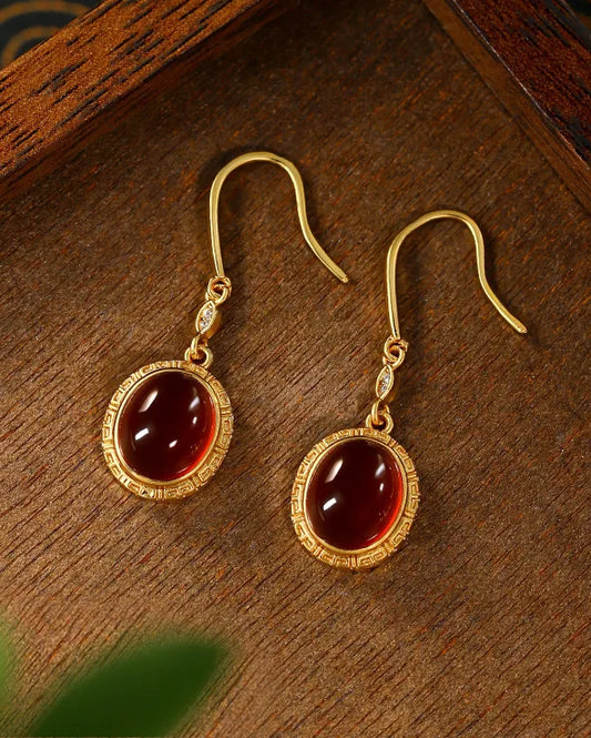 Red Agate 14K Gold Plated Earrings – Courage & Protection
