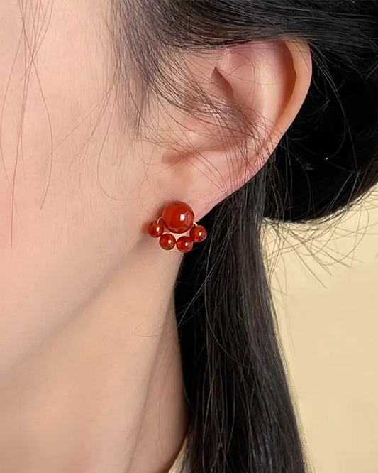 レッドアゲート 14Kゴールドメッキイヤリング – 勇気と守護