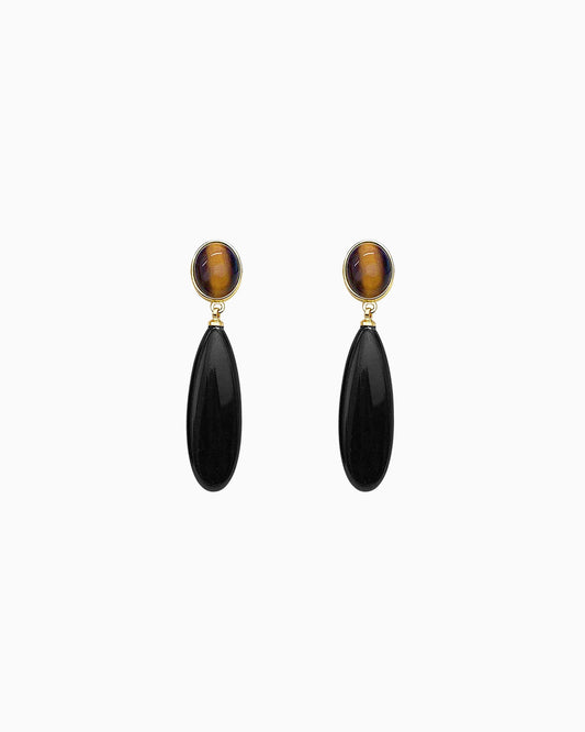 Black Obsidian Grace Drop Earrings
