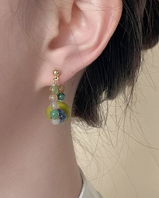 レインボーアゲート14Kゴールドメッキイヤリング – 保護とバランス