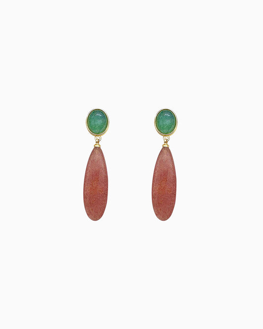 Strawberry Quartz Grace Drop Earrings