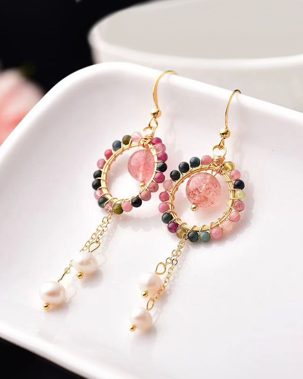 Tourmaline Mist Drop Earrings | October Gemstone Jewelry
