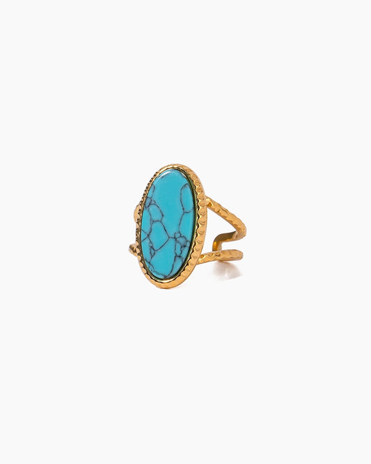 Turquoise Oval Adjustable Ring