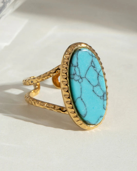 Turquoise Oval Adjustable Ring