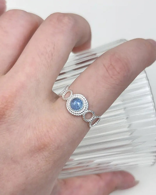Aquamarine Luminous Adjustable Ring