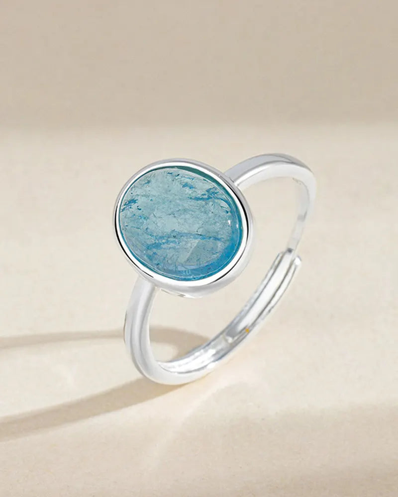 Aquamarine Oval Adjustable Ring