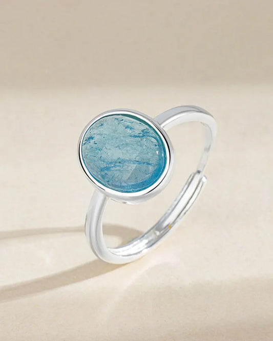 Aquamarine Oval Adjustable Ring