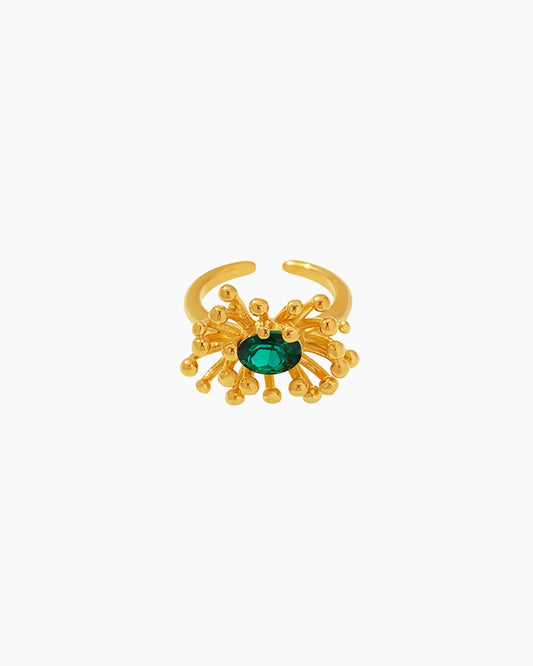 Birthstone Floral Stamen Adjustable Ring