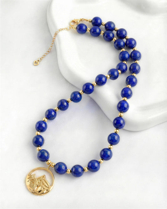 Lapis Lazuli Mountain Gold Necklace – Clarity & Serenity
