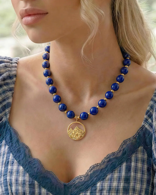Lapis Lazuli Mountain Gold Necklace – Clarity & Serenity