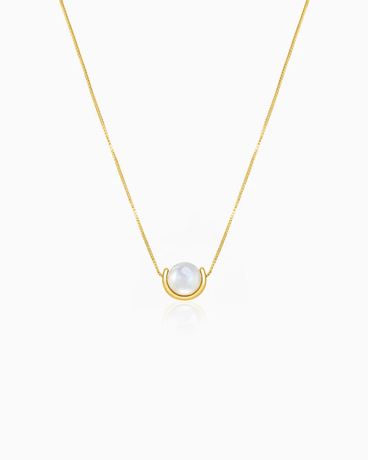 Moonstone U-Shape Gold Necklace – Purity & New Beginnings
