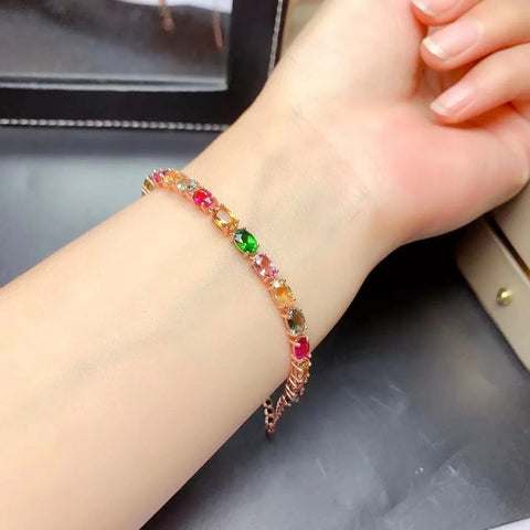 925 Silver Natural Tourmaline Bracelet