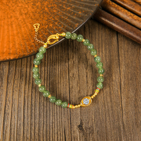 Jadeite Oval Gemstone Bracelet