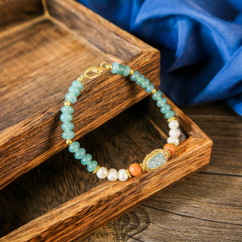 Pearl Jadeite Braided Bracelet