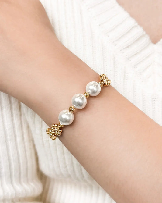 Pearl Gold Daisy Beaded Bracelet – Joy & Purity