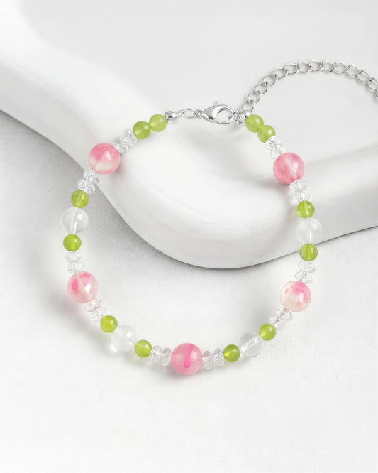 Peridot Clear Quartz Silver Bracelet – Renewal & Growth