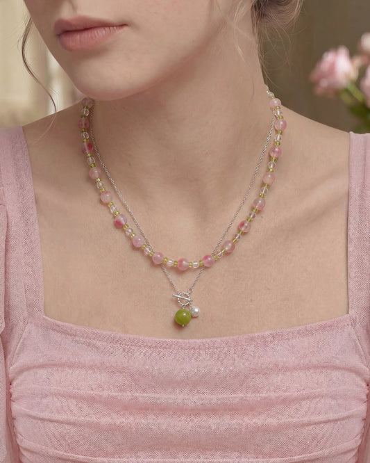 Peridot Rhodonite Silver Necklace Set – Renewal & Positivity