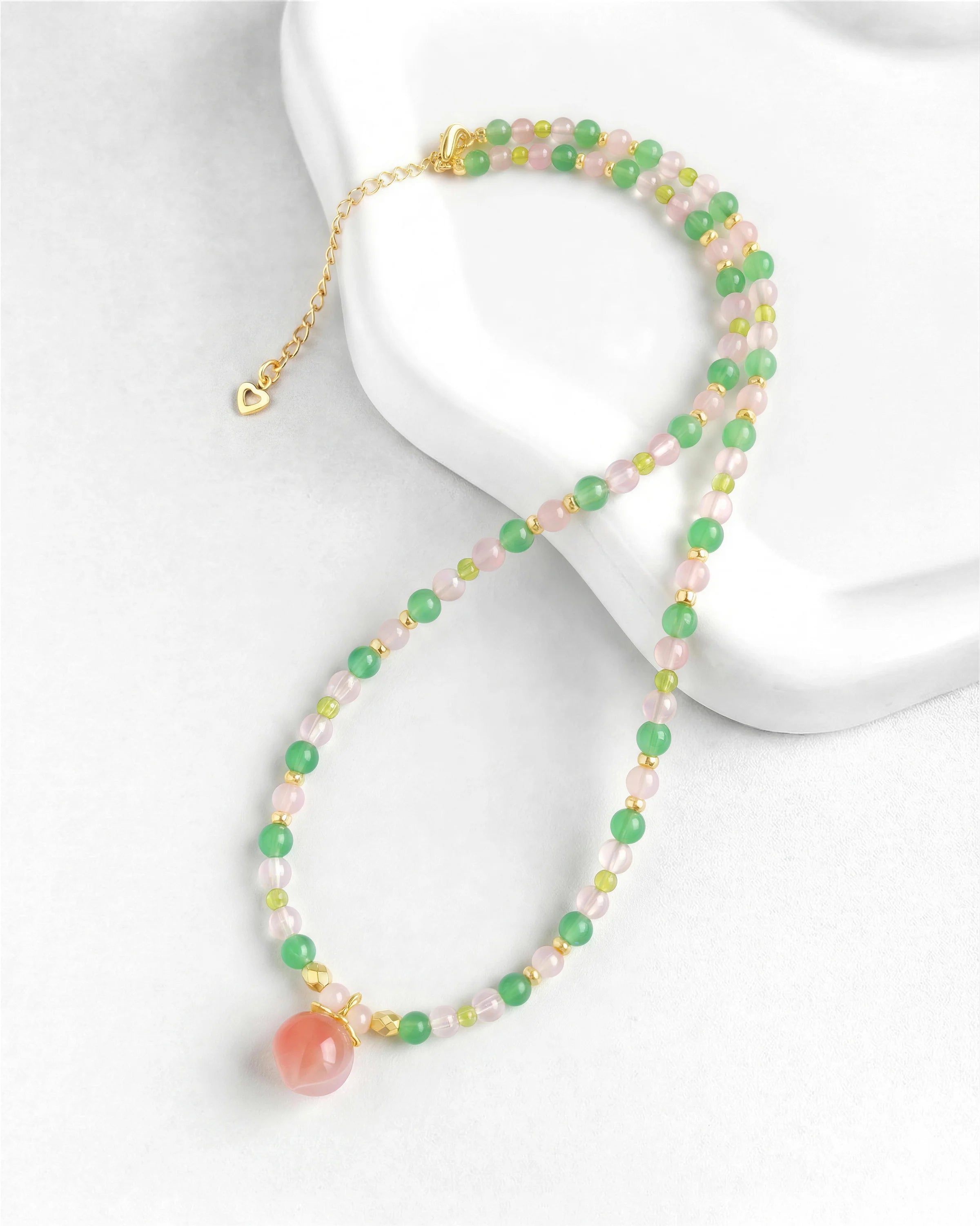 Peridot Rose Quartz Aventurine Gold Necklace