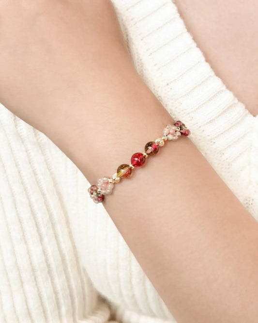 Rainbow Fluorite Daisy Gold Bracelet – Clarity & Flow