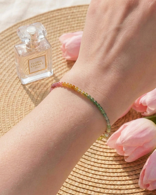 Rainbow Tourmaline Gold Bracelet – Expression & Freedom