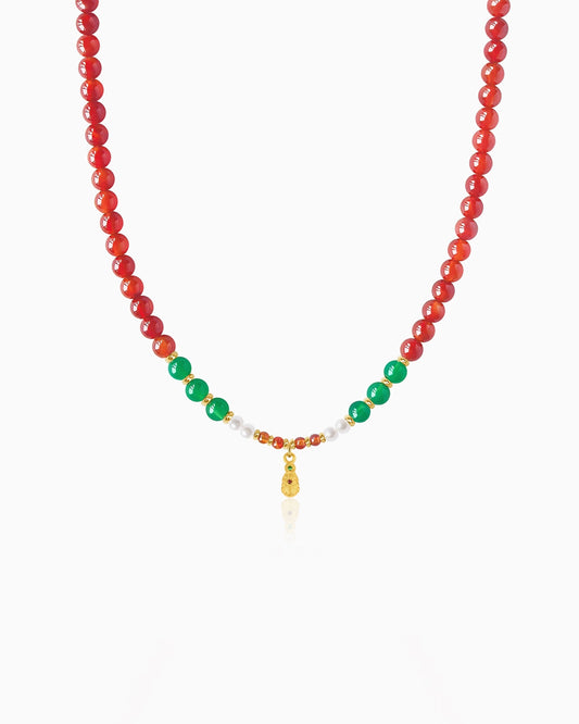 Red Agate Pixiu Beaded Necklace