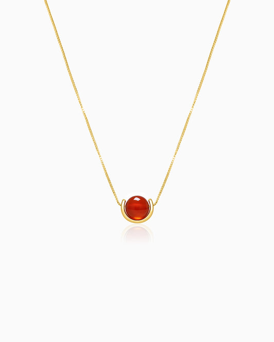 Red Agate U-Shape Gold Necklace – Vitality & Courage