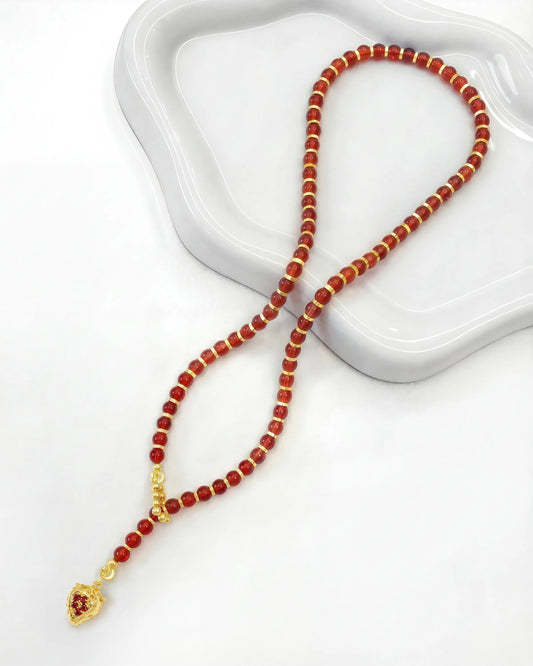 Red Agate Strawberry Gold Necklace – Vitality & Passion