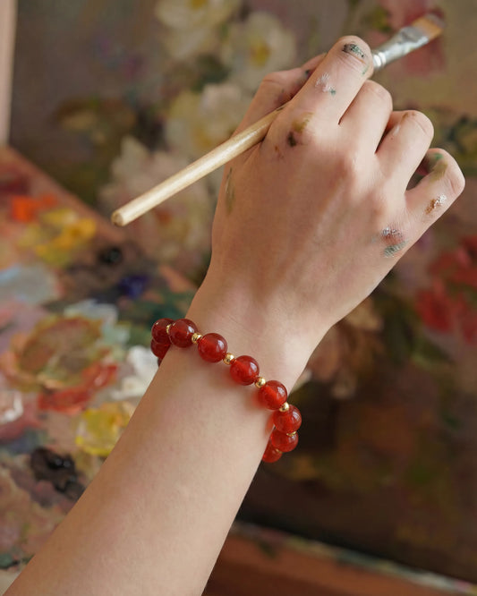 Red Agate Gold Bracelet – Passion & Courage