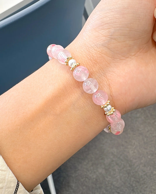 south red agate blossom beaded bracelet
