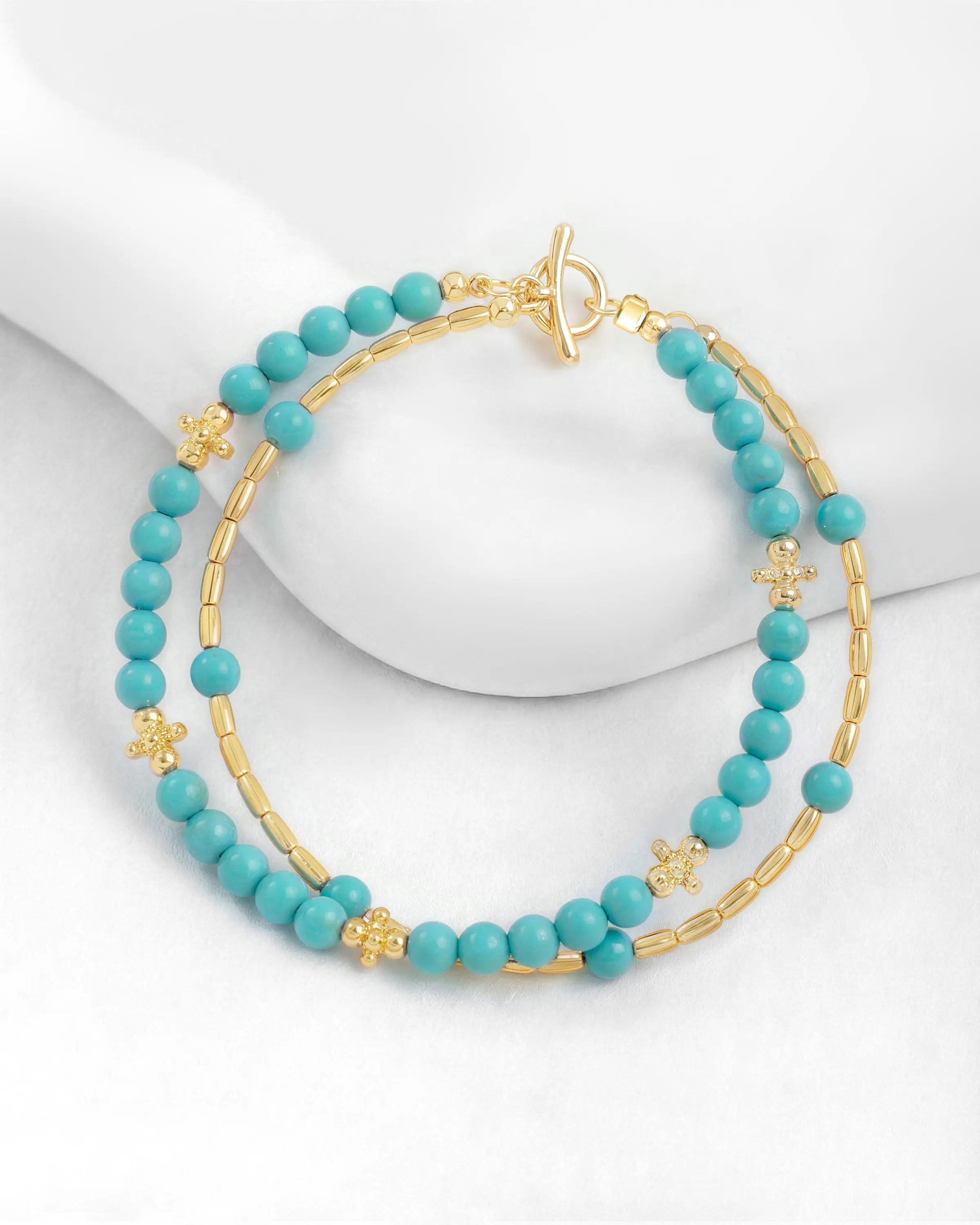 Truquoise Gold Floral pre-layered bracelet