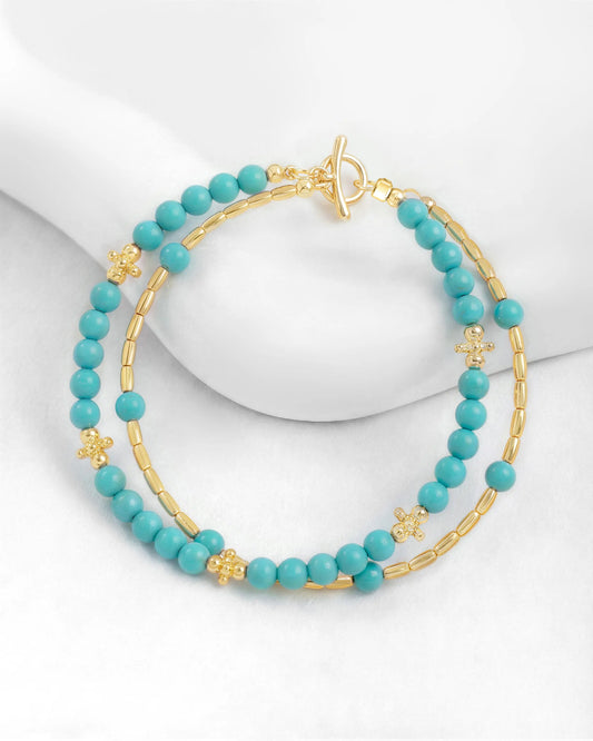 Truquoise Gold Floral pre-layered bracelet