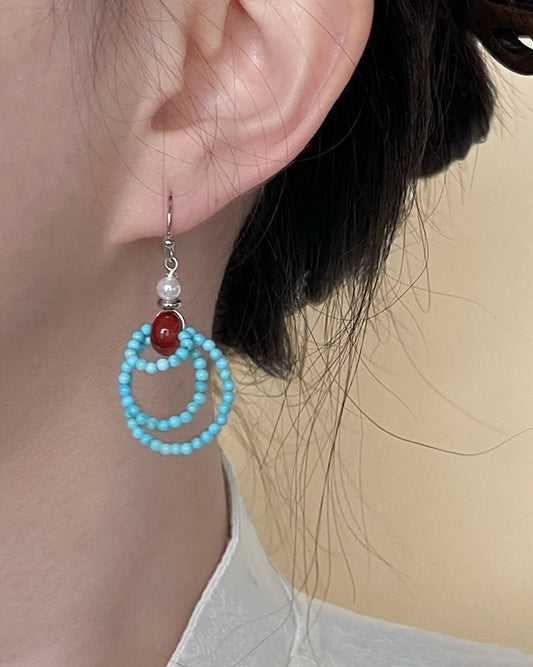 ターコイズ 14Kゴールドメッキイヤリング – 守護と幸運