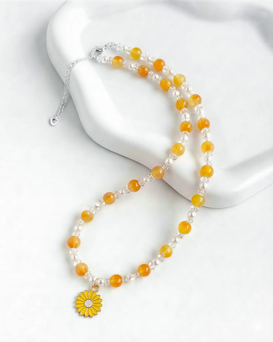 Yellow Jade Daisy Gold Necklace – Joy & Optimism