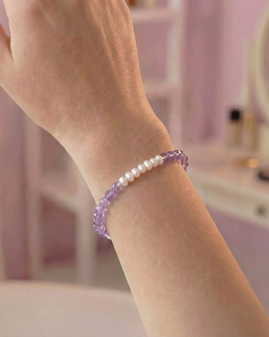 Amethyst Pearl 18K Gold Plated Bracelet