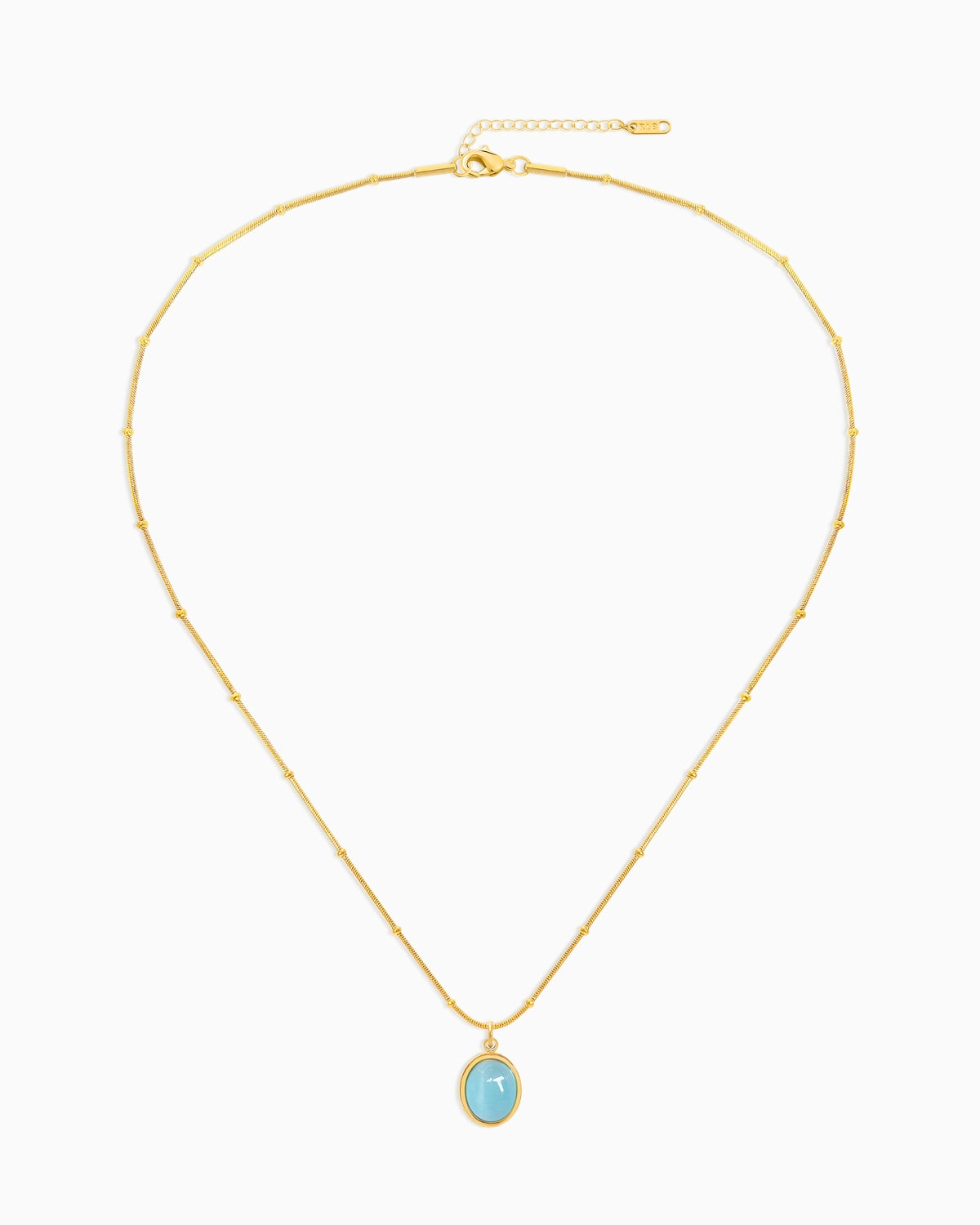 Aquamarine 14K Gold Plated Pendant Necklace 