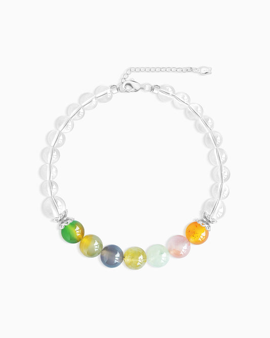 clear quartz rainbow colored beaded bracelet
