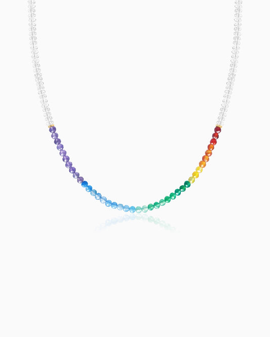 Rainbow Agate & Clear Quartz Beaded Necklace