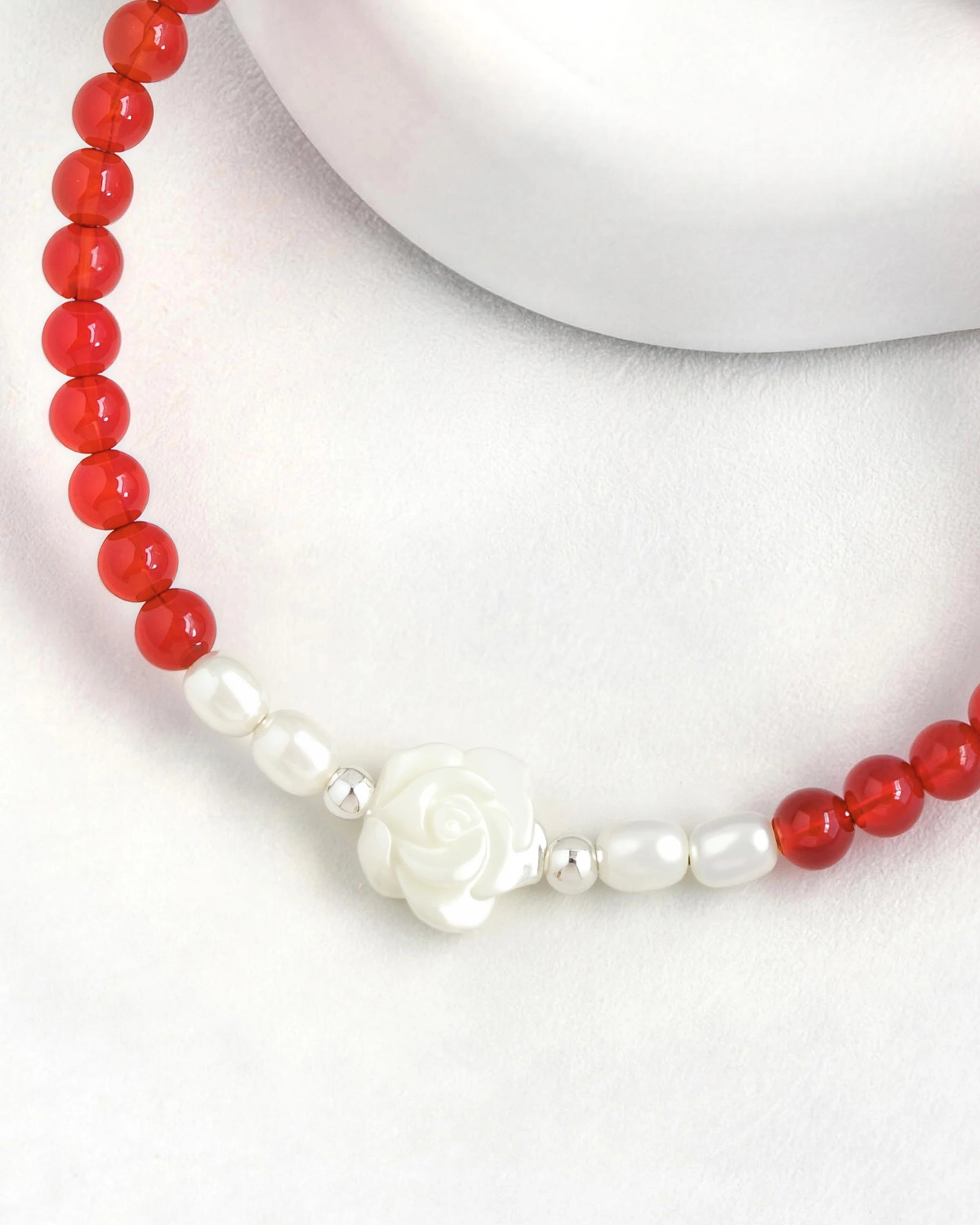 Red Agate Clear Quartz 14K Gold Plated Bracelet