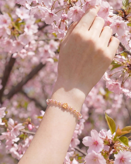 Faceted Strawberry Quartz Floral Gold Bracelet – Love & Softness