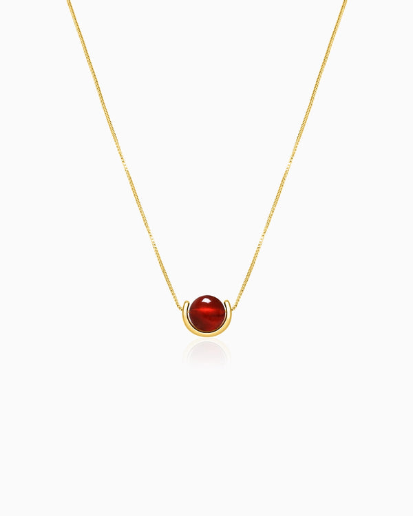 Garnet U-Shape Gold Necklace – Passion & Courage