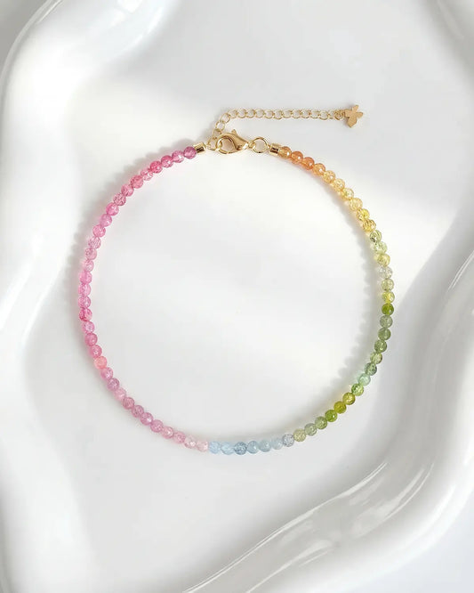 ピンクトルマリン 18Kゴールドメッキブレスレット - 愛と癒し