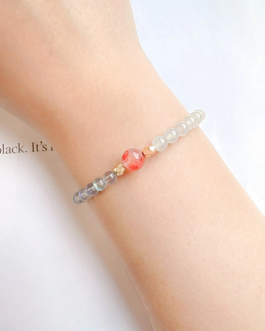 Moonstone Red Agate Gold Plated Sterling Silver Bracelet – Intuition & Serenity