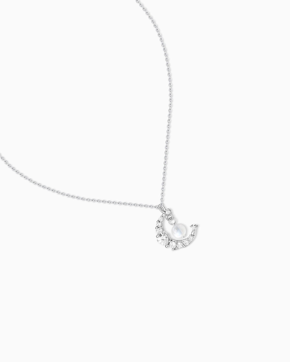 moonstone crescent pendant necklace | June Birthstone | HALO IN STYLE