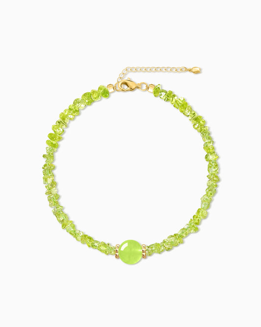 mint green peridot chip beaded necklace