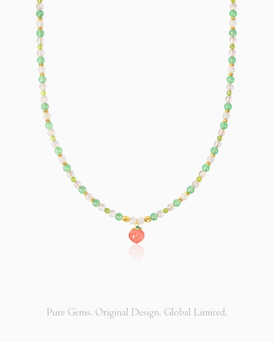 Peridot Rose Quartz Aventurine 14K Gold Plated Necklace – Renewal & Luck